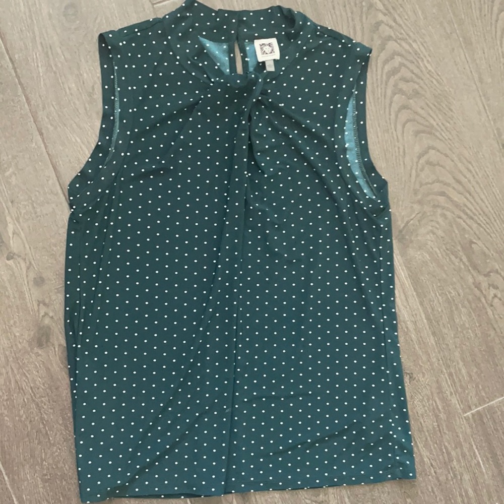 Anne Klein green tops with dots Size L